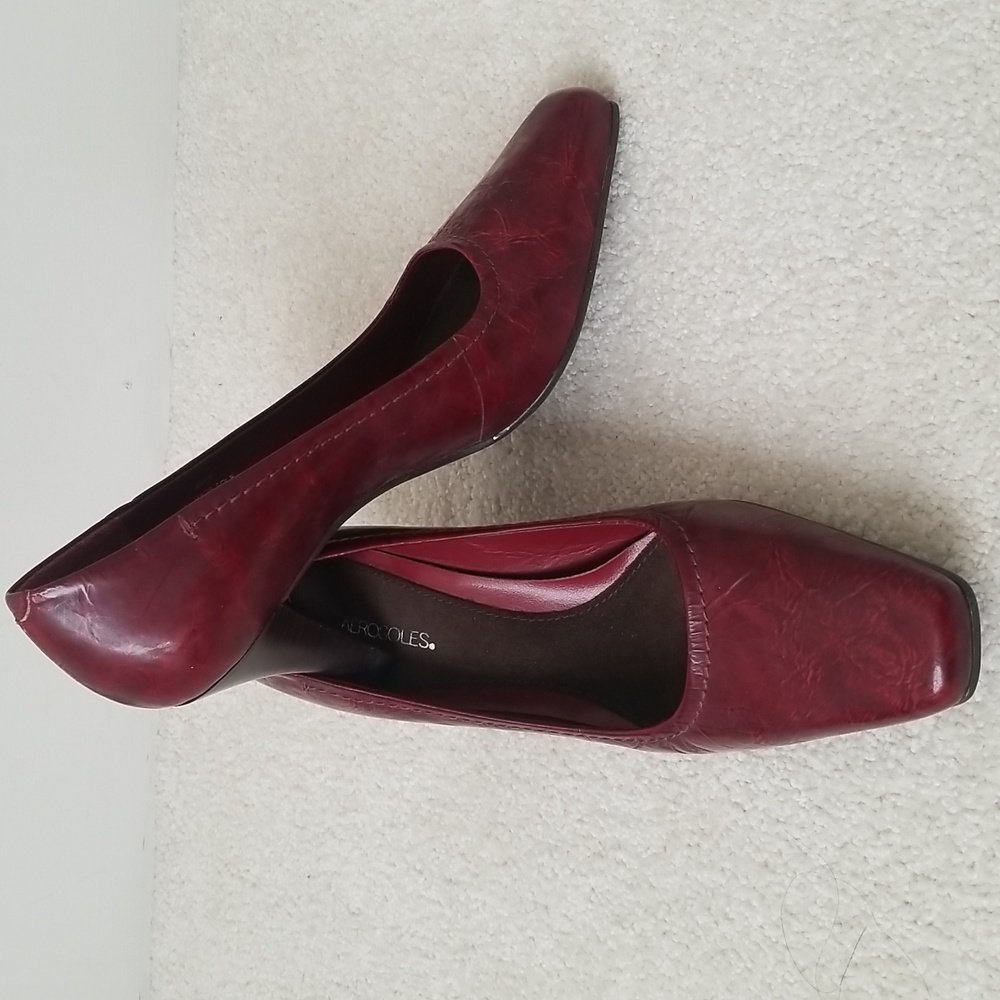 Aerosoles Red Envy Leather High Heel Pumps Shoes